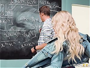 Breasty educator pounds a youthful man rod and solves a major math problem