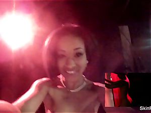 pornstar skin Diamond plays with plaything in the douche