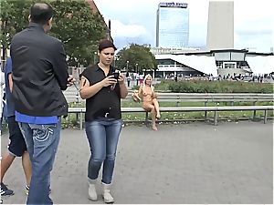ash-blonde Czech teenage flashing her scorching body bare in public