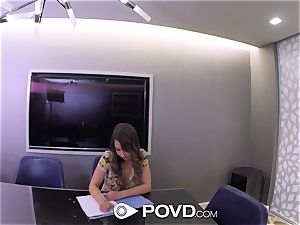 POVD Job applicant Taylor Sands smashes the manager for job